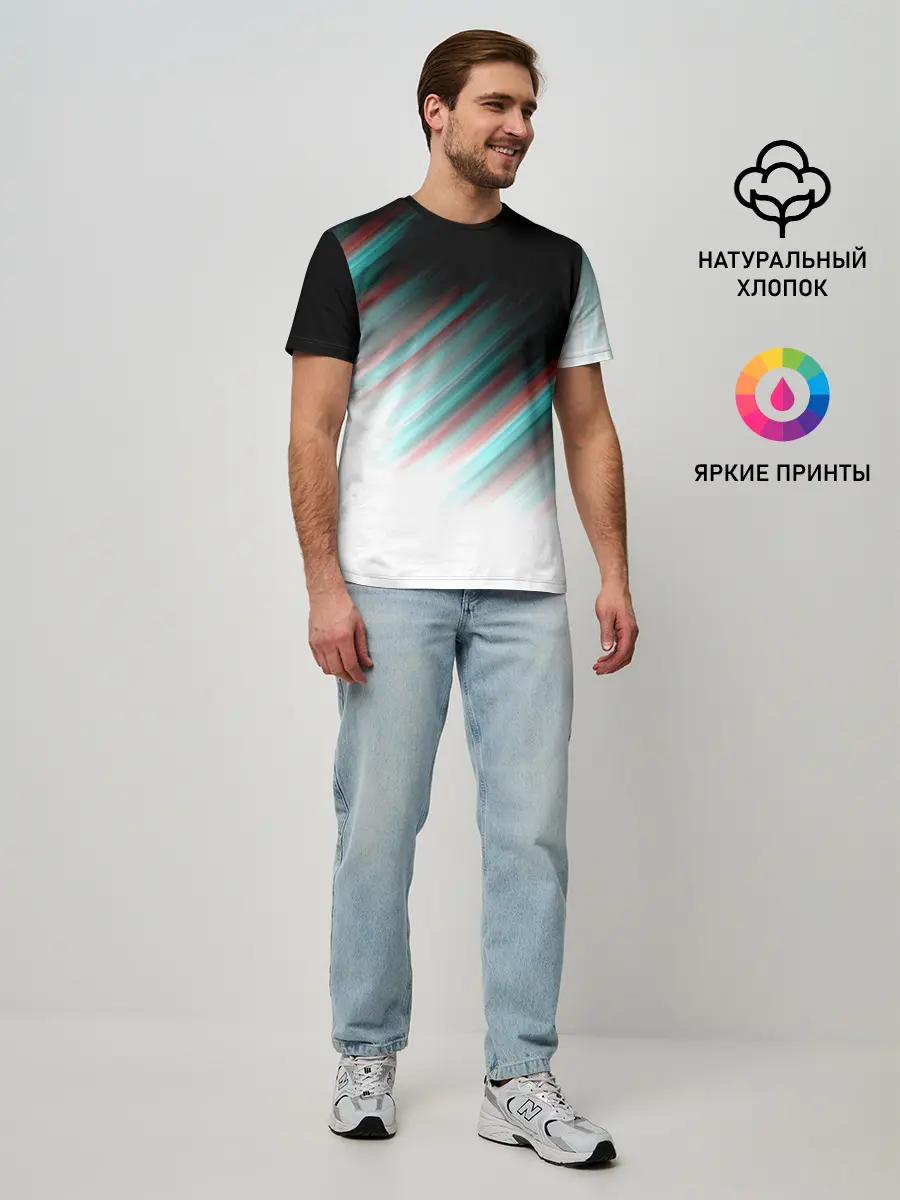 Мужская базовая футболка / GLITCH STRIPES