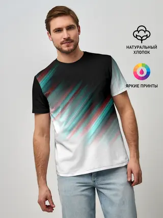 Мужская базовая футболка / GLITCH STRIPES