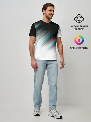 Мужская базовая футболка / GLITCH STRIPES