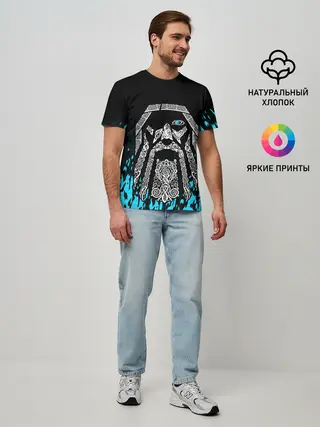 Мужская базовая футболка / БОГ ОДИН | Узорное лицо