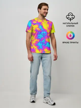 Мужская базовая футболка / Яркая абстракция космических красок