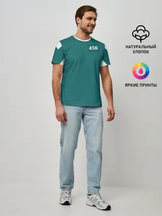 Мужская базовая футболка / Как в игре в кальмара. Куртка бирюзовая