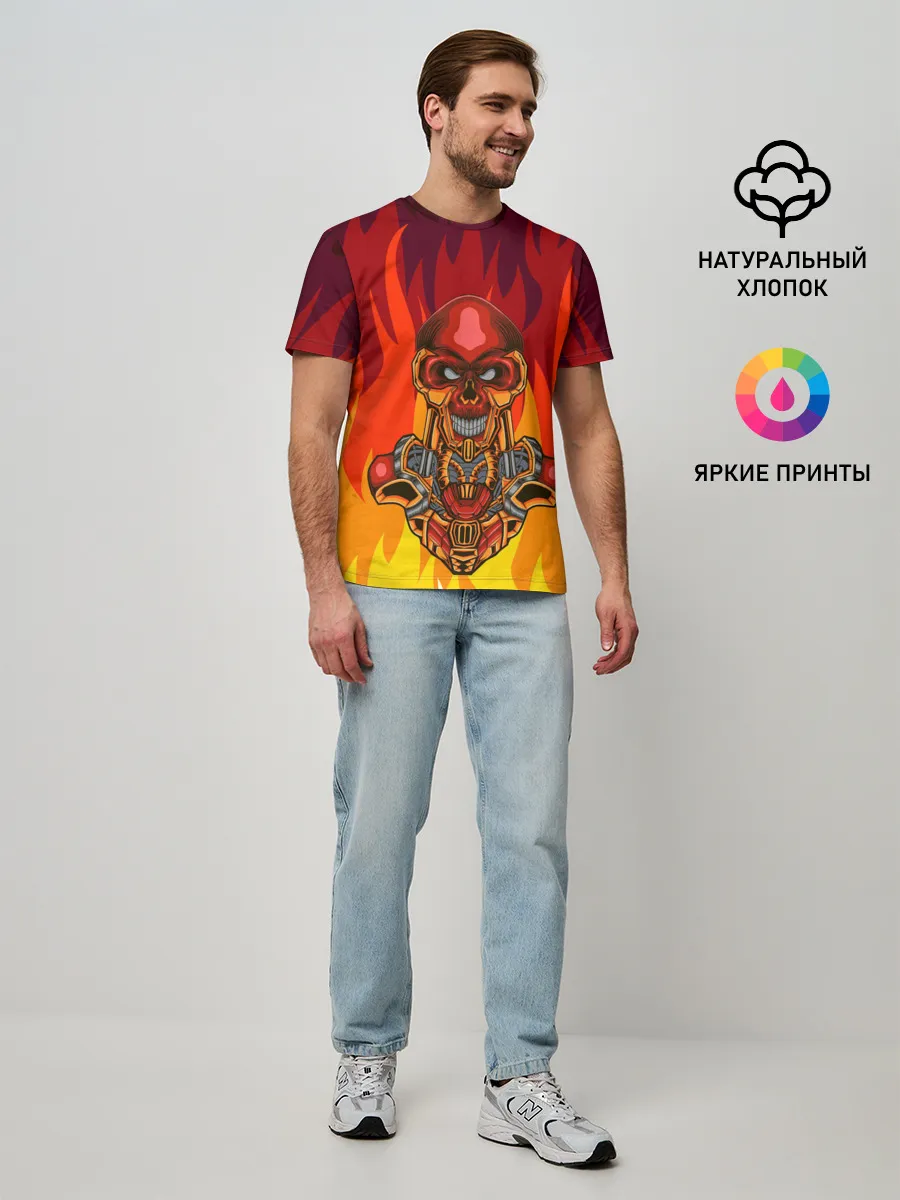 Мужская базовая футболка / Меха скелет | Steampunk Fire