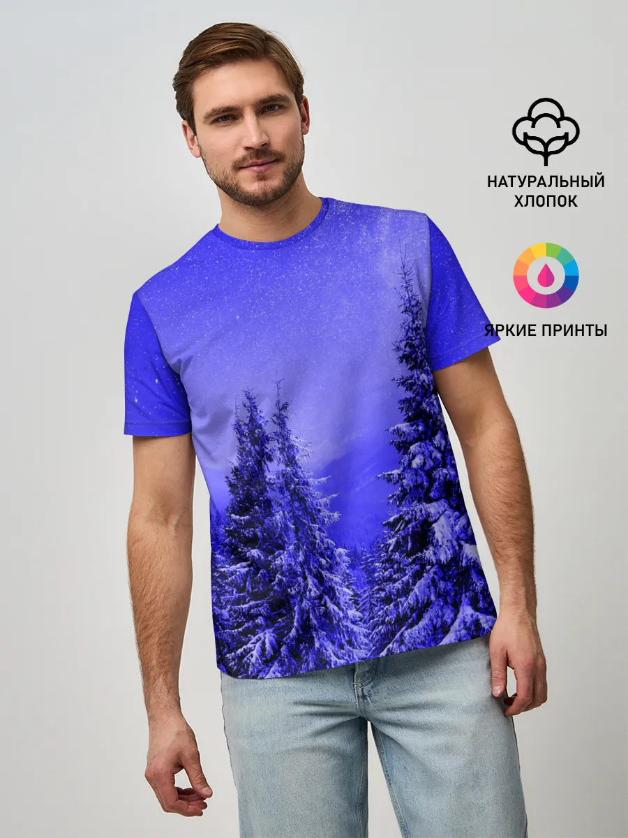Мужская базовая футболка / Зимний лес