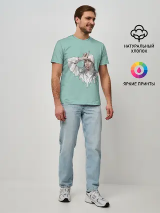 Мужская базовая футболка / Billie Eilish Mint Art