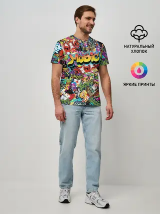Мужская базовая футболка / Граффити. Крейзи мьюзик