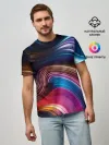 Мужская базовая футболка / Цветные неоновые волны