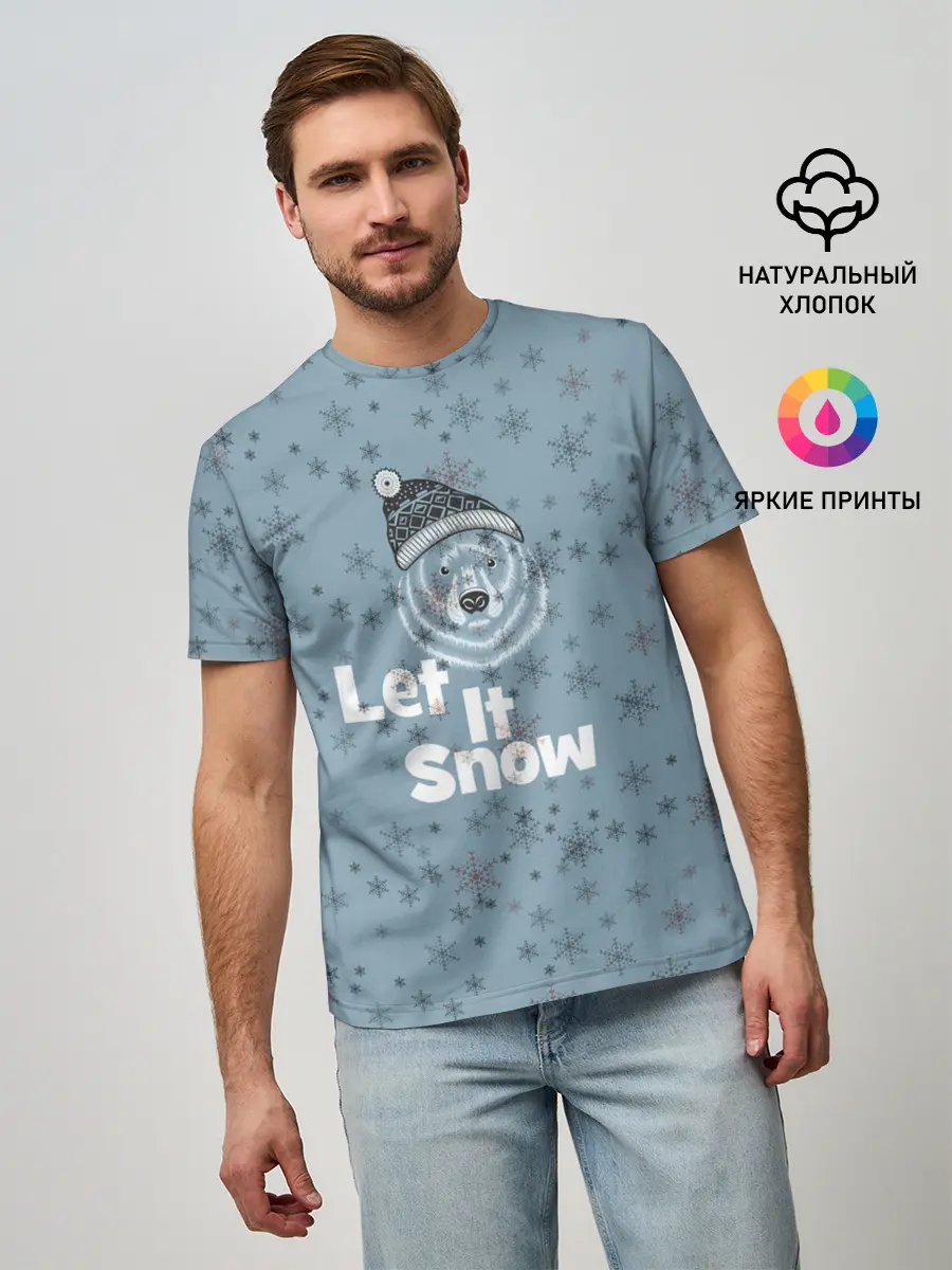 Мужская базовая футболка / Зима снежинки