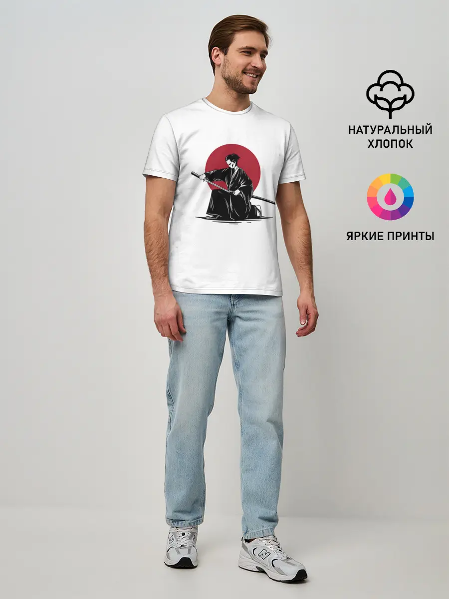 Мужская базовая футболка / ЯПОНСКИЙ САМУРАЙ | SAMURAI IN THE SUN