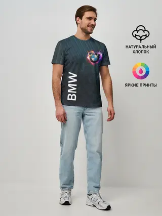 Мужская базовая футболка / BMW Heart. Grooved Texture