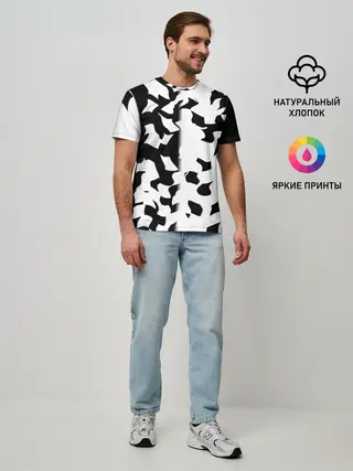 Мужская базовая футболка / черно-белый камуфляж