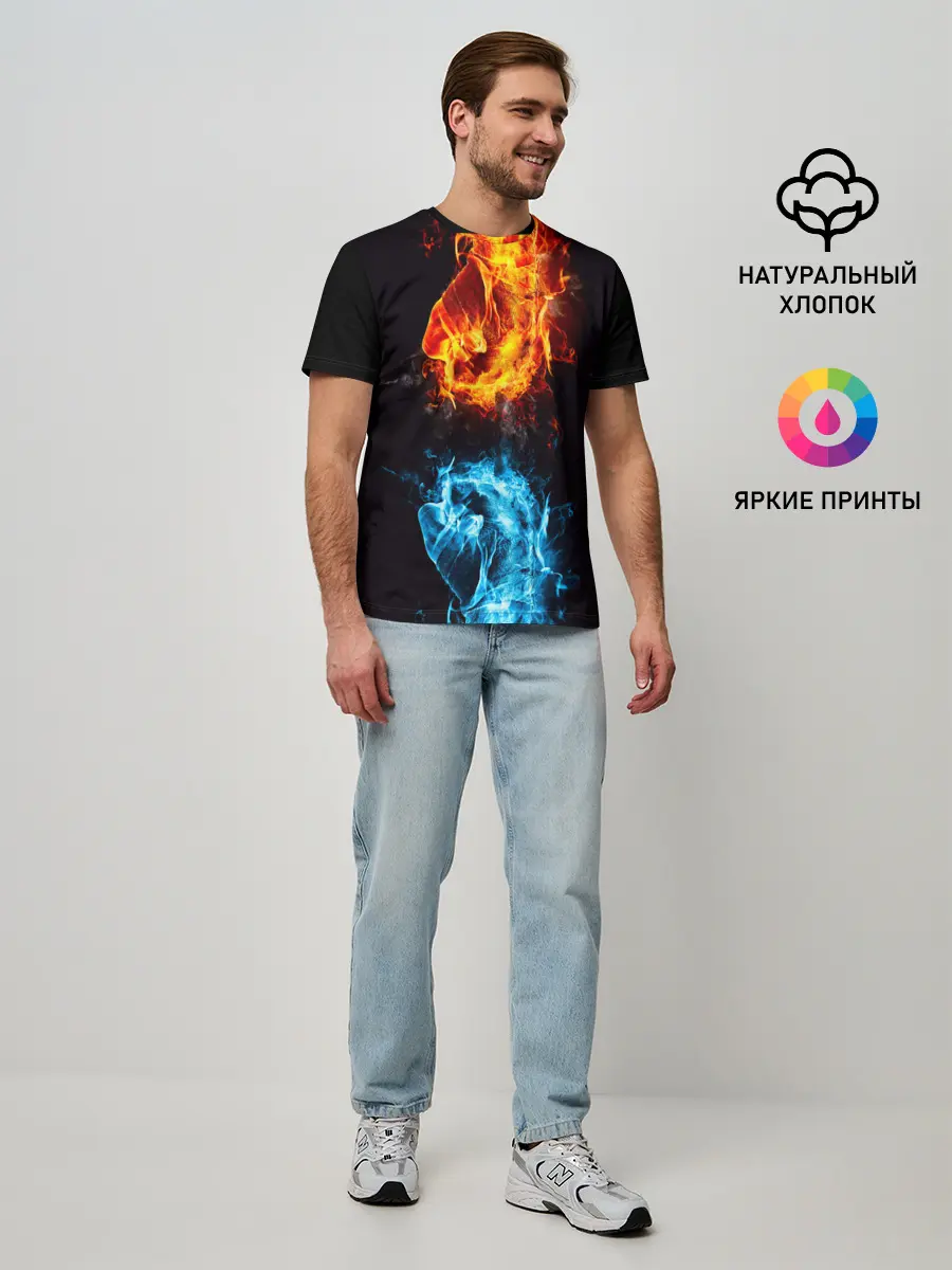 Мужская базовая футболка / Огонь и Вода