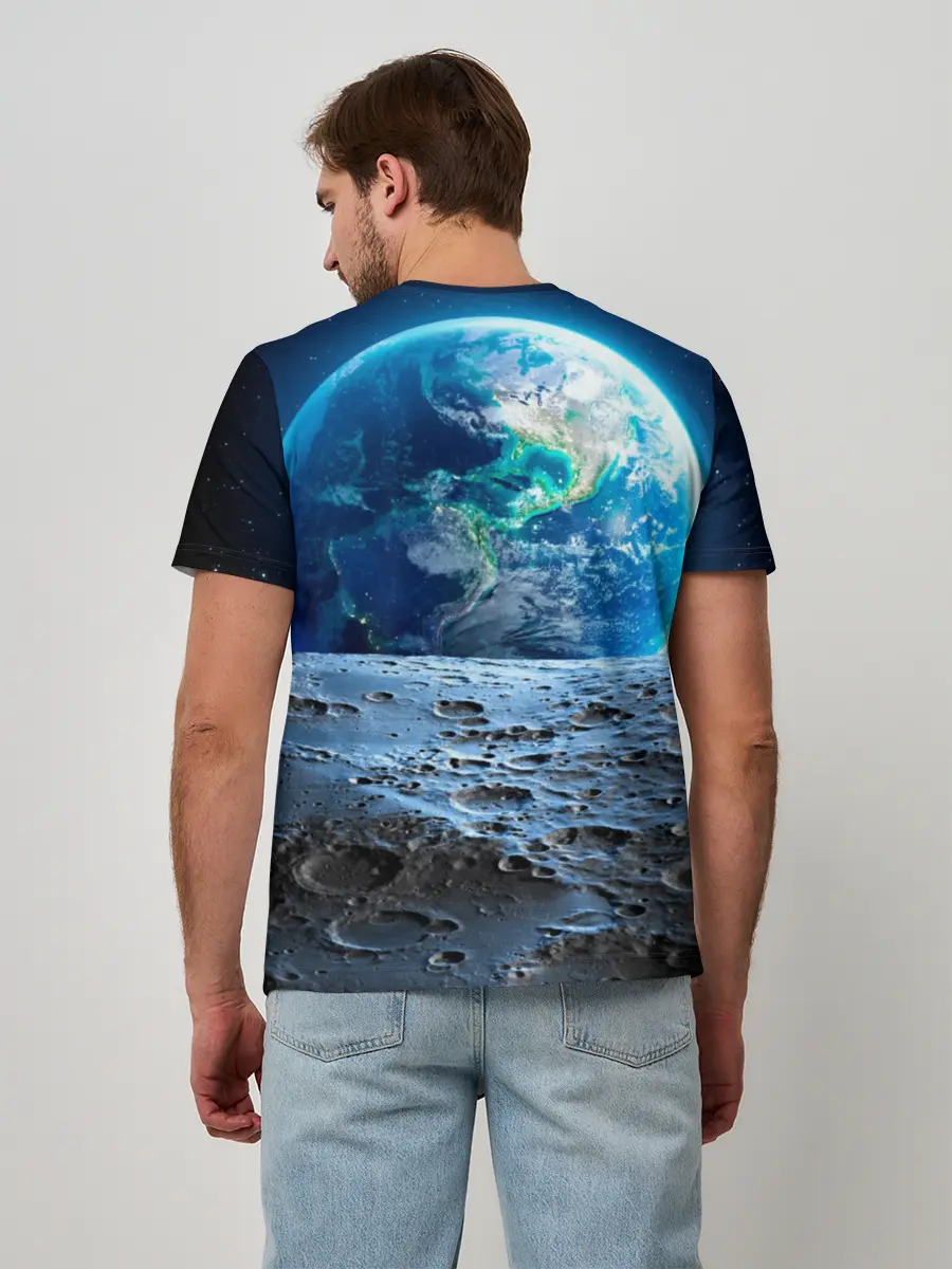 Мужская базовая футболка / Кот на луне