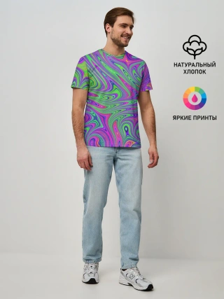 Мужская базовая футболка / Неоновый абстрактный узор