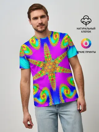 Мужская базовая футболка / Неоновый фрактал