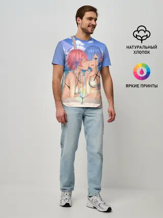 Мужская базовая футболка / Жизнь в другом мире с нуля