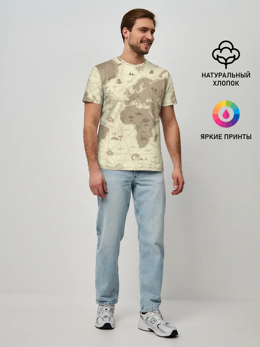 Мужская базовая футболка / Карта мира
