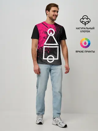 Мужская базовая футболка / Игра в кальмара | Логотип из интро