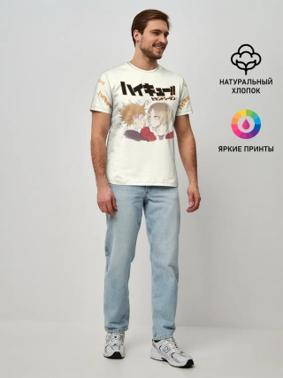 Мужская базовая футболка / Кенма Козуме и Хината Сё | ВОЛЕЙБОЛ!!