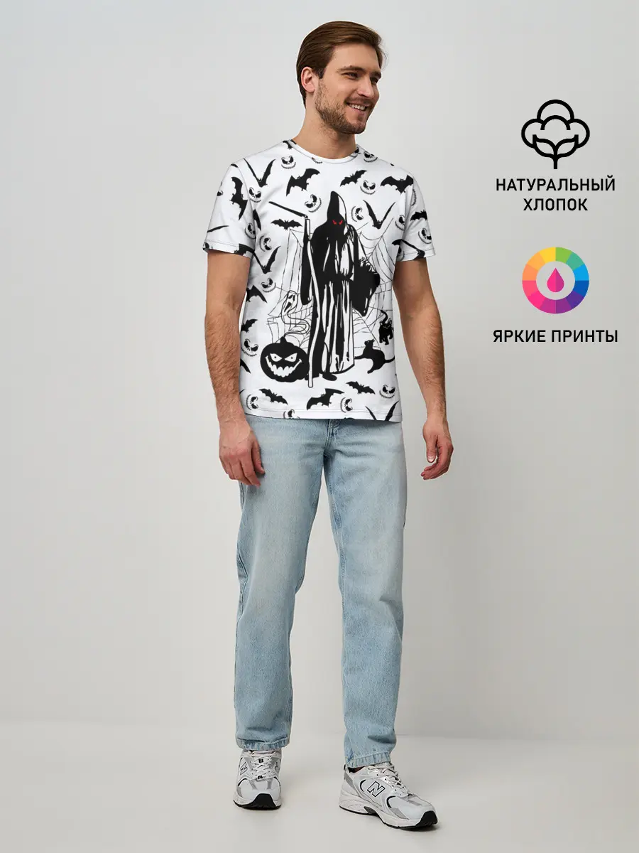 Мужская базовая футболка / Хэллоуин, Grim Reaper