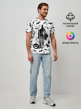 Мужская базовая футболка / Хэллоуин, Grim Reaper