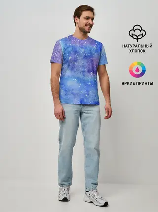 Мужская базовая футболка / Акварельные разводы и брызги красок