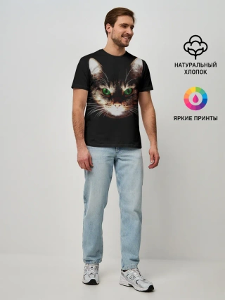 Мужская базовая футболка / Зеленоглазый кот