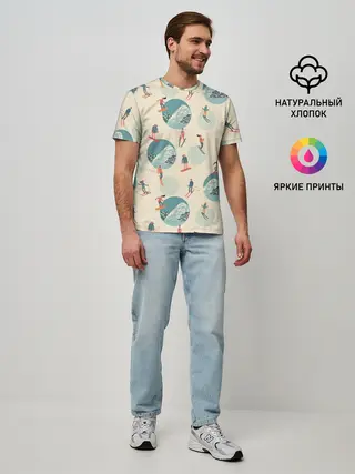 Мужская базовая футболка / лыжники