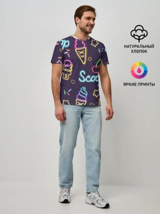 Мужская базовая футболка / Мороженное неон