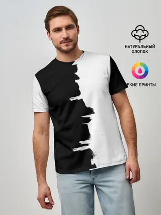 Мужская базовая футболка / Черным по белому