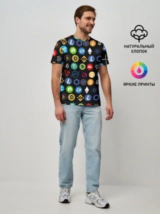 Мужская базовая футболка / ЛОГОТИПЫ КРИПТОВАЛЮТ | CRYPTOCURRENCIES