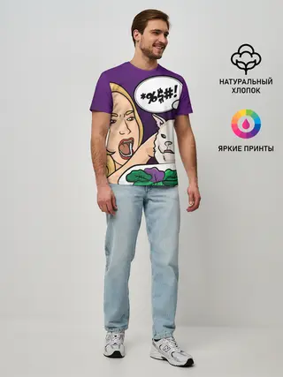 Мужская базовая футболка / Woman yelling at a cat