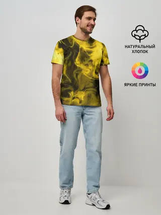 Мужская базовая футболка / Желтый Неоновый Дым