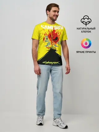 Мужская базовая футболка / Киберпанк 2077 + Киану на спине