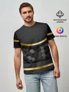 Мужская базовая футболка / 3D ТЕМНАЯ БРОНЯ С ЗОЛОТОМ