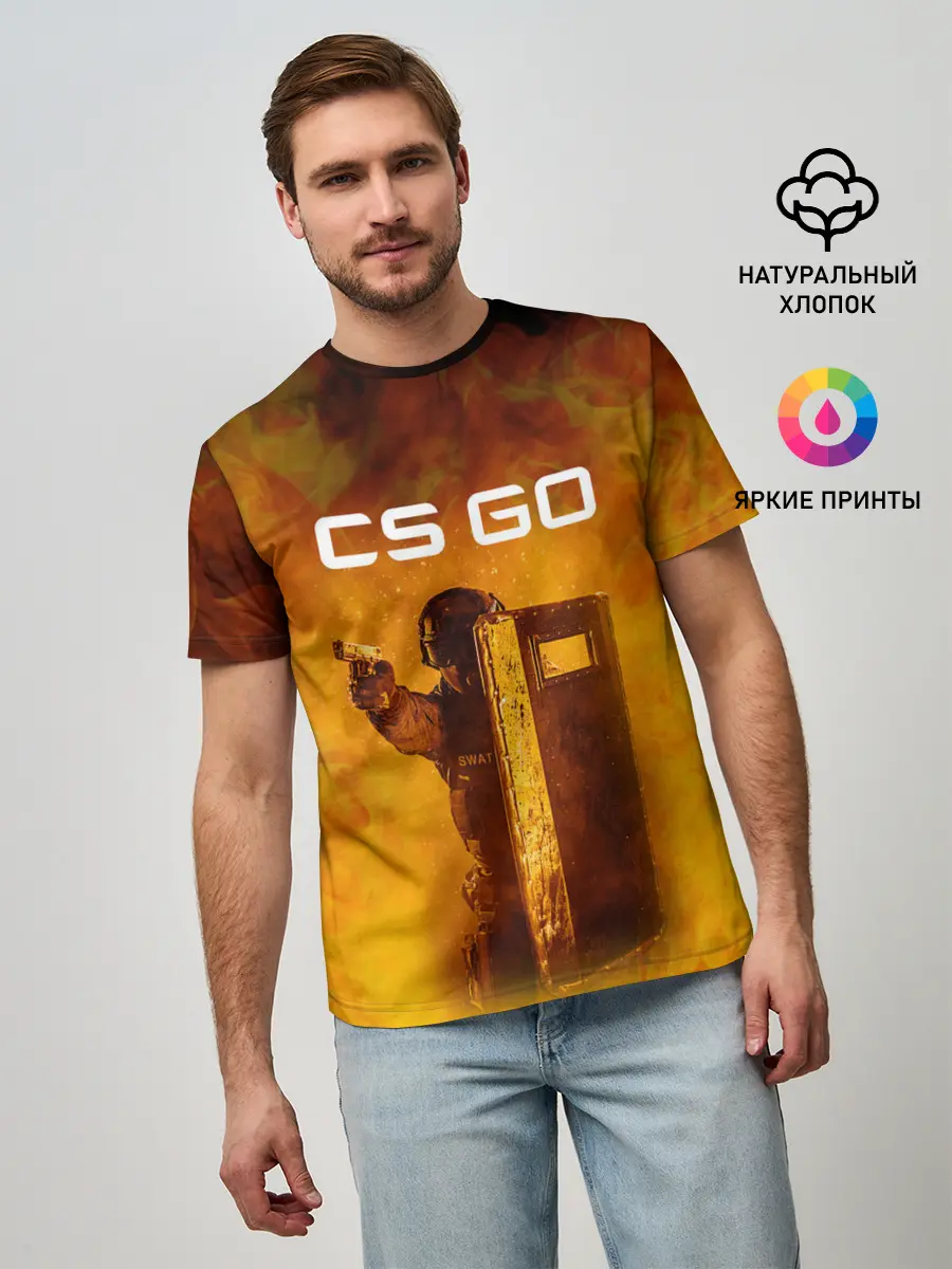 Мужская базовая футболка / CS GO SWAT | КС ГО