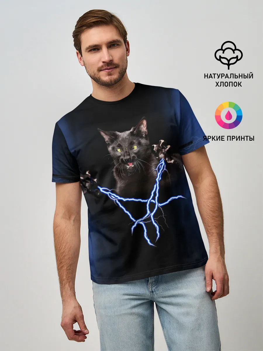 Мужская базовая футболка / Грозовой кошак