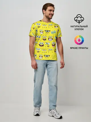 Мужская базовая футболка / Губка Боб паттерн
