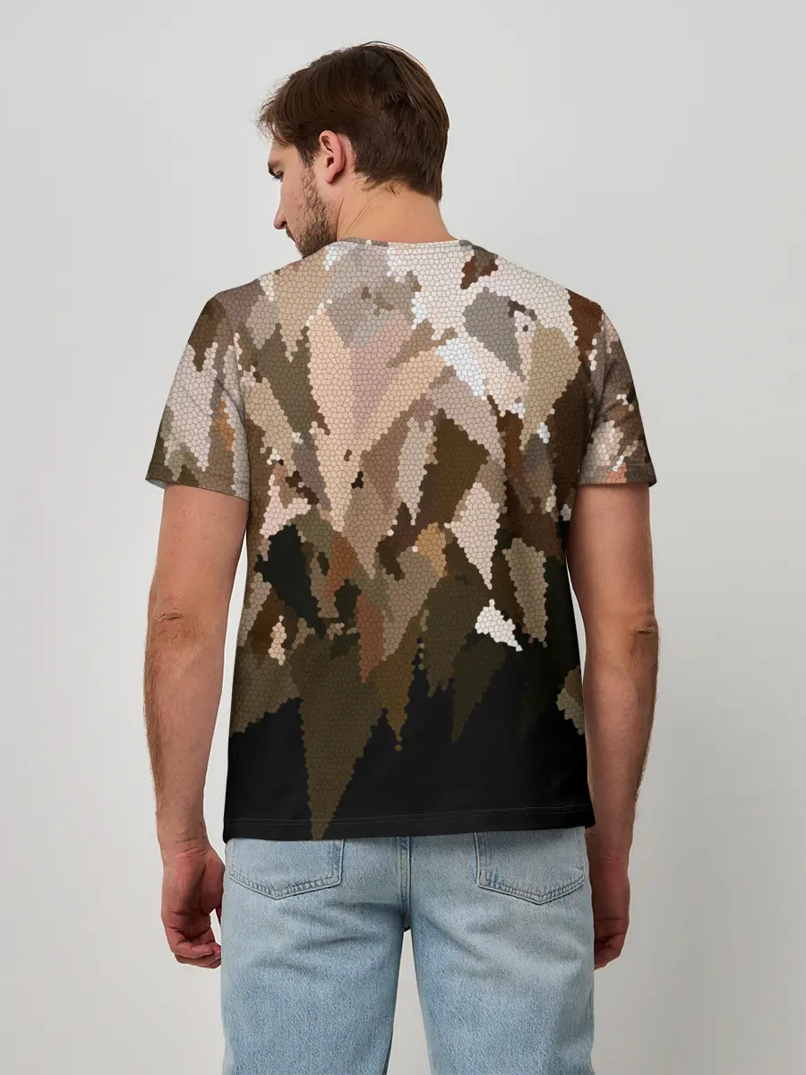 Мужская базовая футболка / Бежево-коричневая мозаика