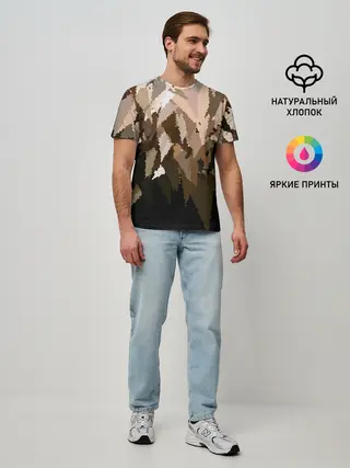 Мужская базовая футболка / Бежево-коричневая мозаика