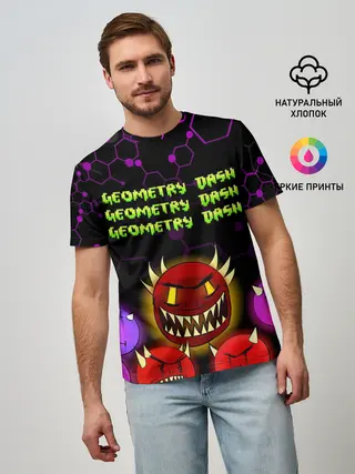 Мужская базовая футболка / GEOMETRY DASH DEMONS / ДЕМОНЫ