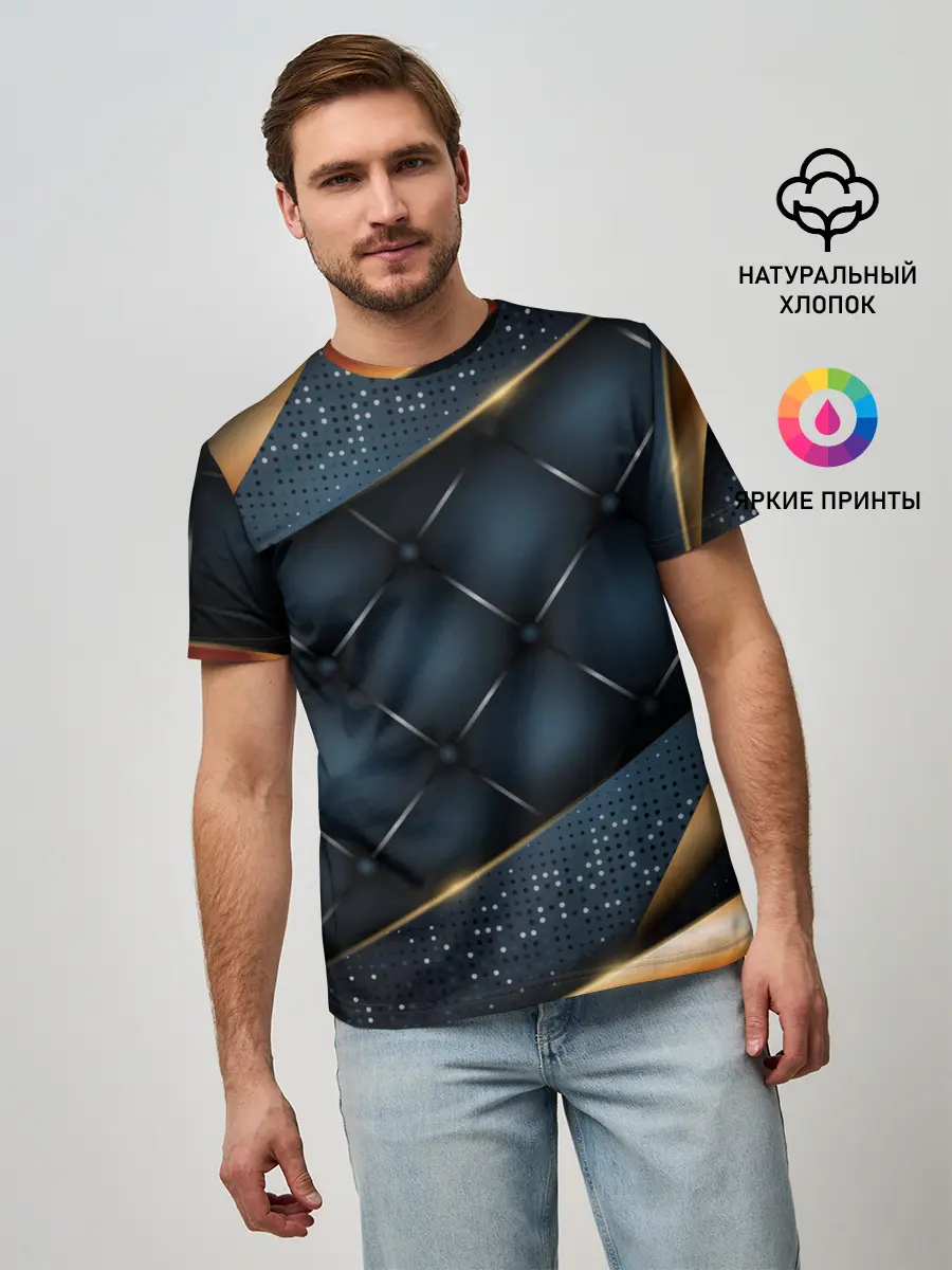 Мужская базовая футболка / 3D VIP GOLD CORNERS