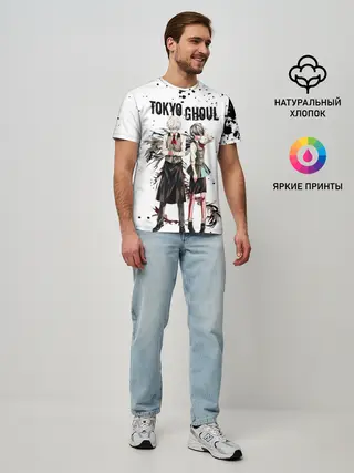 Мужская базовая футболка / Канеки Кен и Тоука Киришима