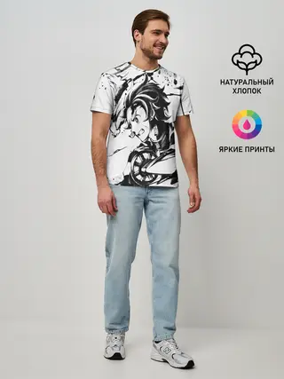 Мужская базовая футболка / KIMETSU NO YAIBA TANJIRO KAMADO