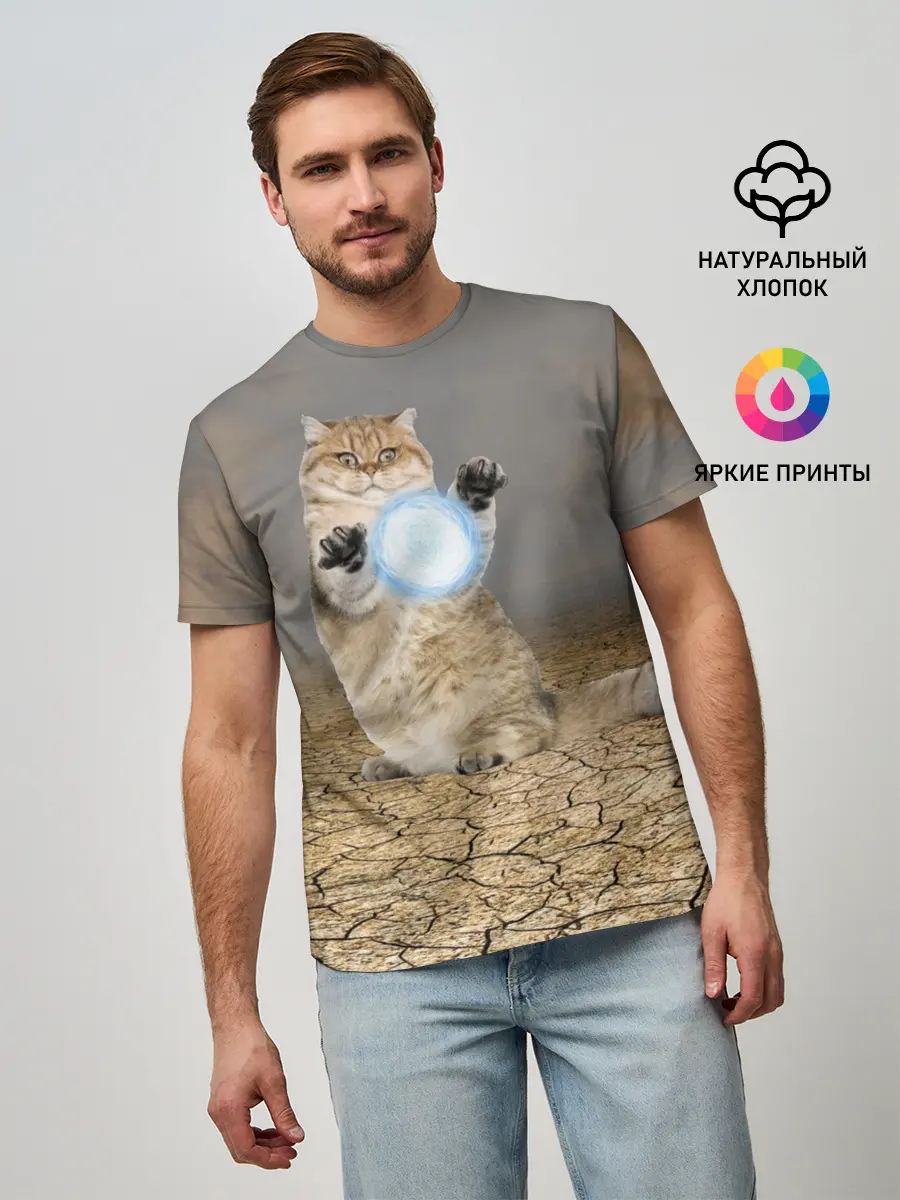 Мужская базовая футболка / Земляной кошак с расенганом