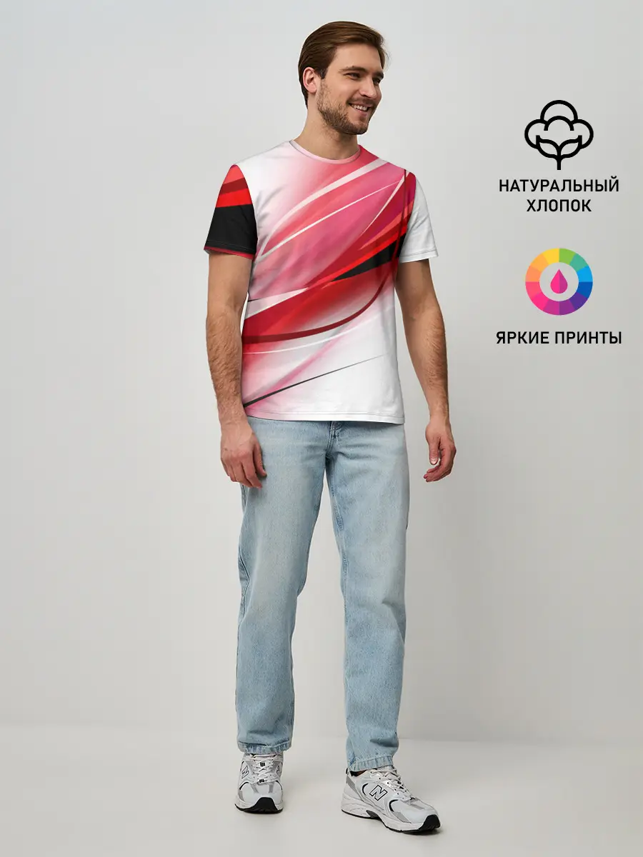 Мужская базовая футболка / Красная линия