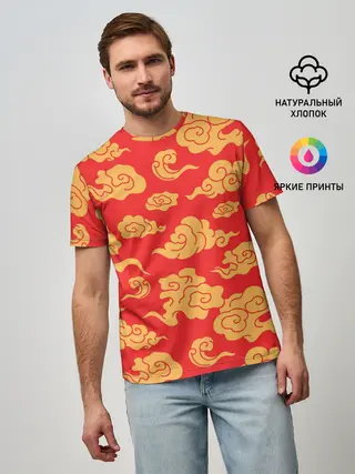 Мужская базовая футболка / Западный узор облаков