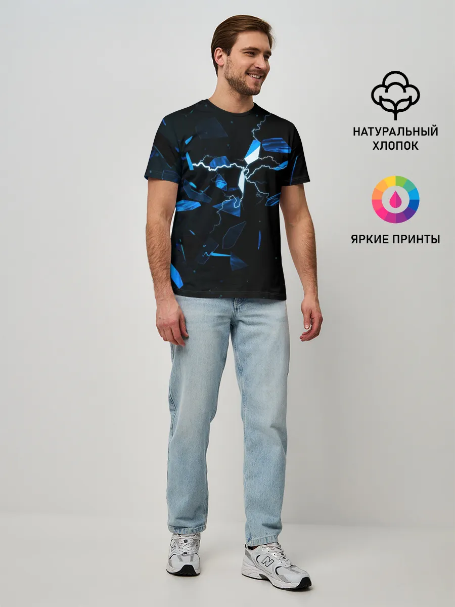 Мужская базовая футболка / Осколки стекла и молния