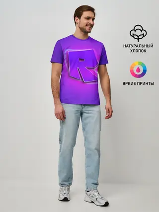 Мужская базовая футболка / ROBLOX NEON LOGO | РОБЛОКС