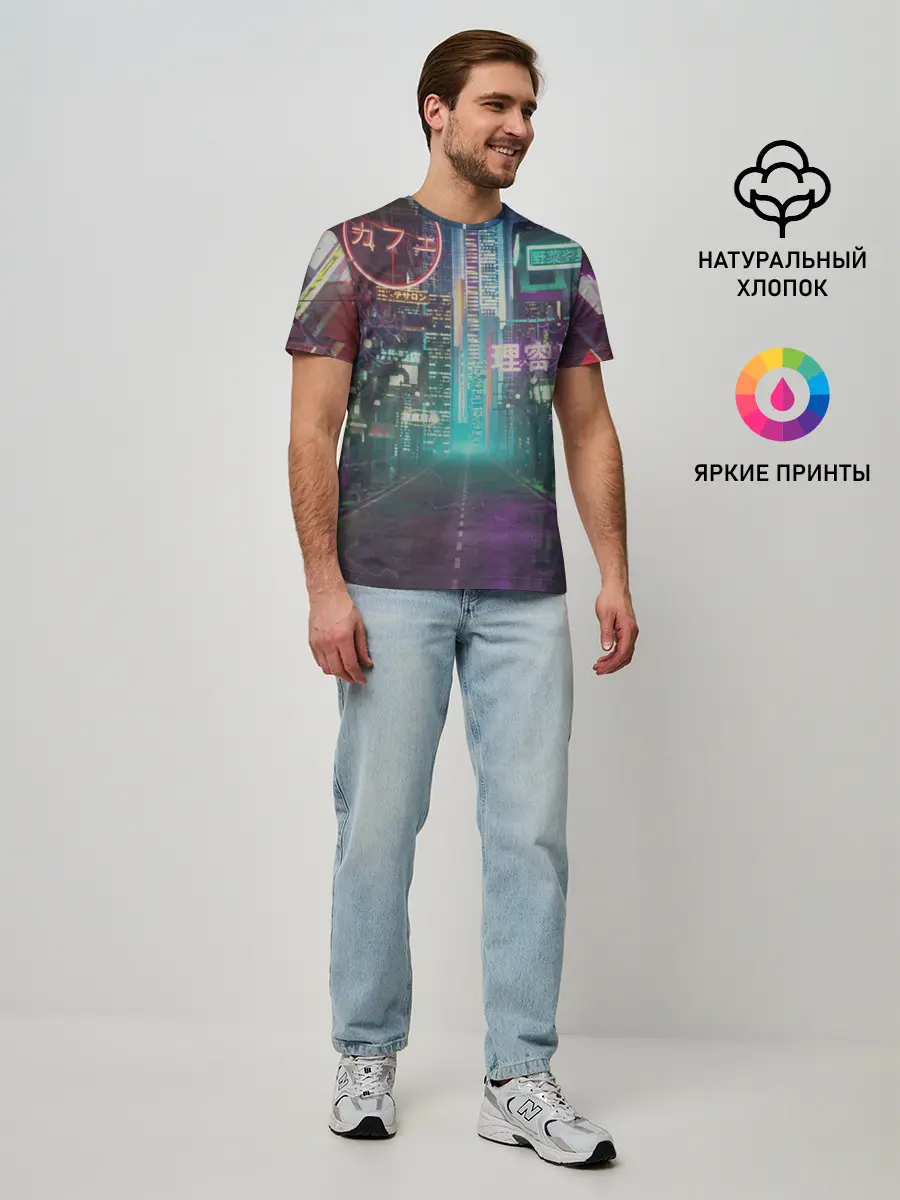 Мужская базовая футболка / Neon Tokyo